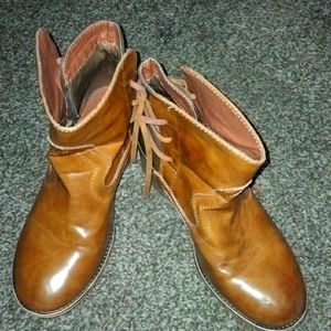 Brown Boots with Strings on Back